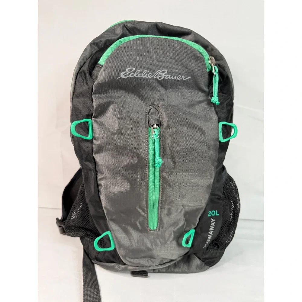 Eddie Bauer Stowaway 20L Packable Backpack Grey Green Hiking Daypack Lightweight